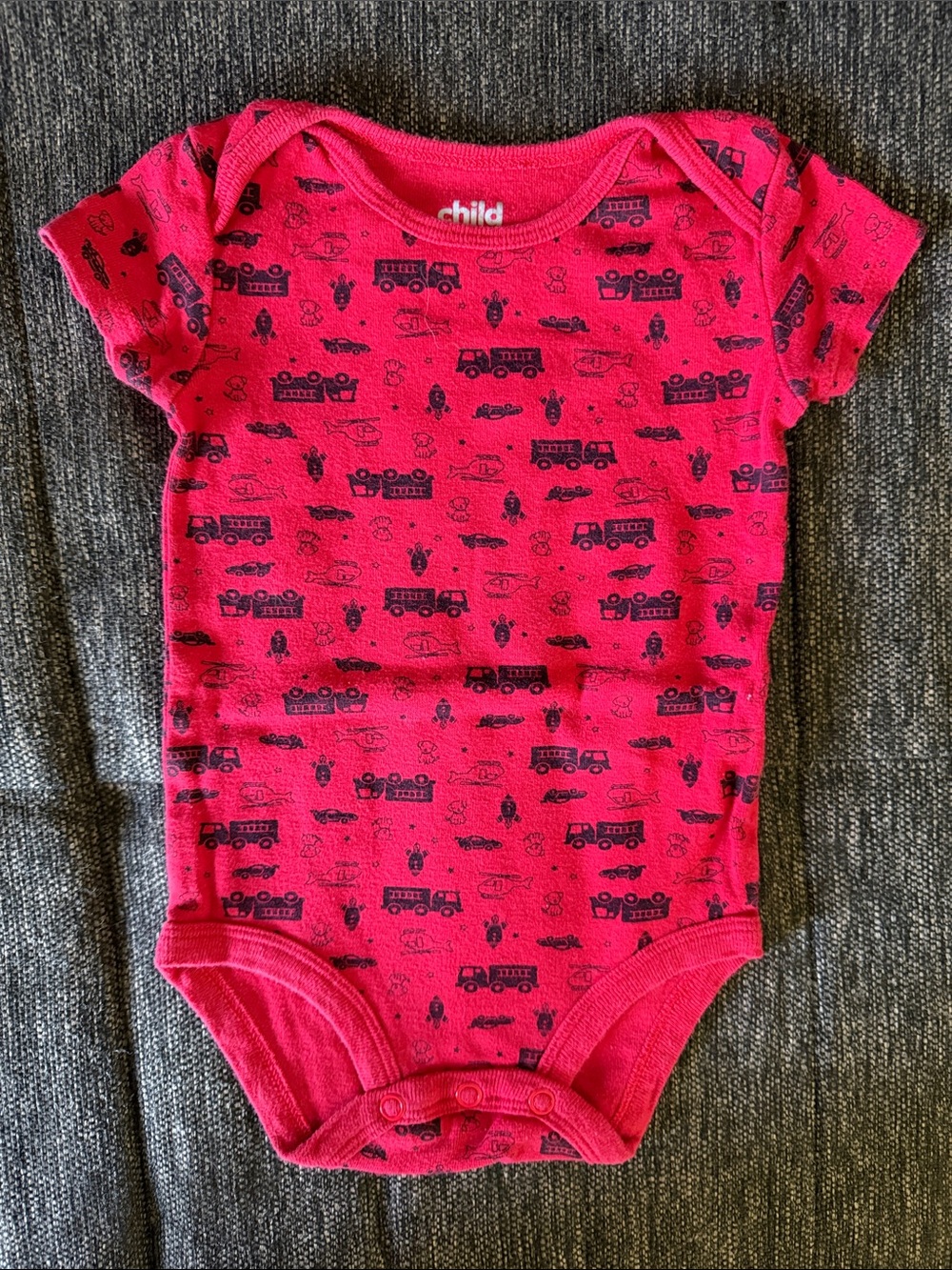 Carter's Red Short-Sleeve Printed Baby One-Piece